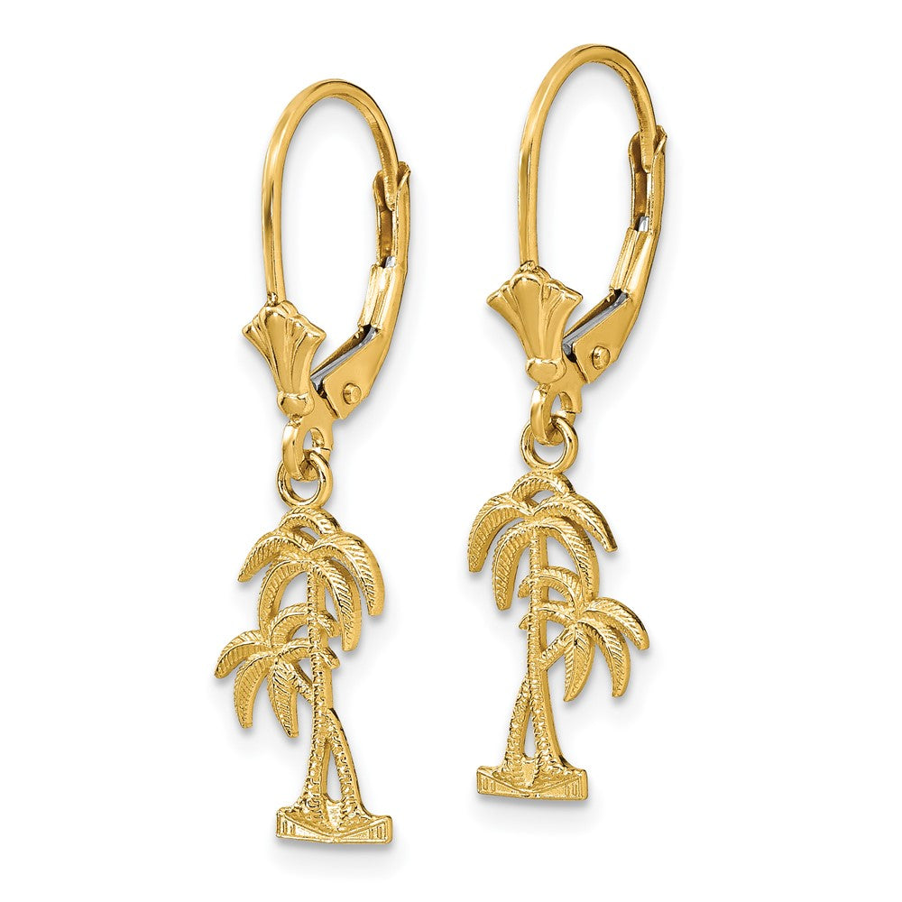 14K Gelbgold Palme Baum Ohrhänger mit Brisur