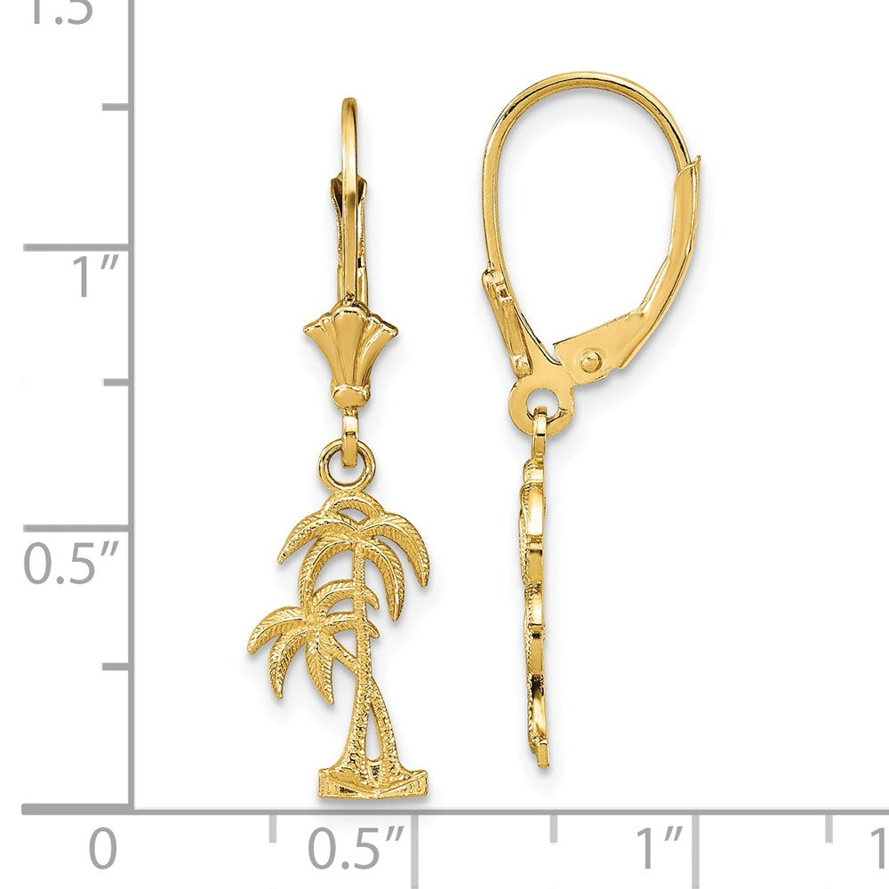 14K Gelbgold Palme Baum Ohrhänger mit Brisur
