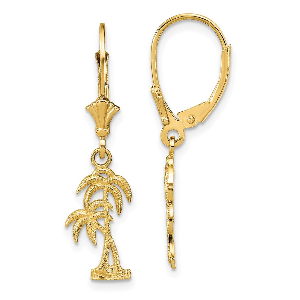 14K Gelbgold Palme Baum Ohrhänger mit Brisur