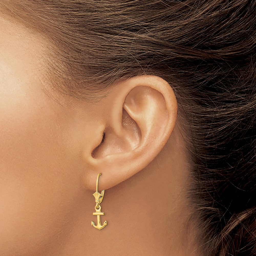 14K Gelbgold Conch Muschel Ohrhänger mit Brisur