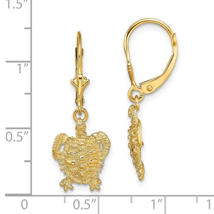 14K Gelbgold Schildkröte Ohrhänger mit Brisur