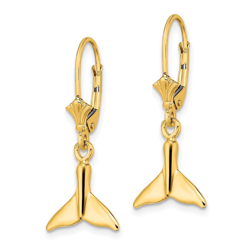14K Gelbgold Klein Wal Schwanz Ohrhänger mit Brisur
