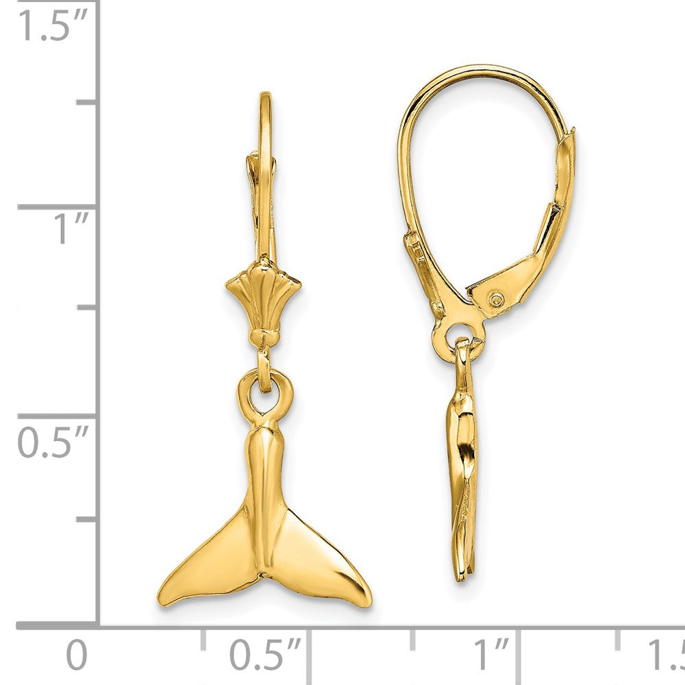 14K Gelbgold Klein Wal Schwanz Ohrhänger mit Brisur