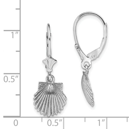 14K Weißgold Muschel Ohrhänger mit Brisur