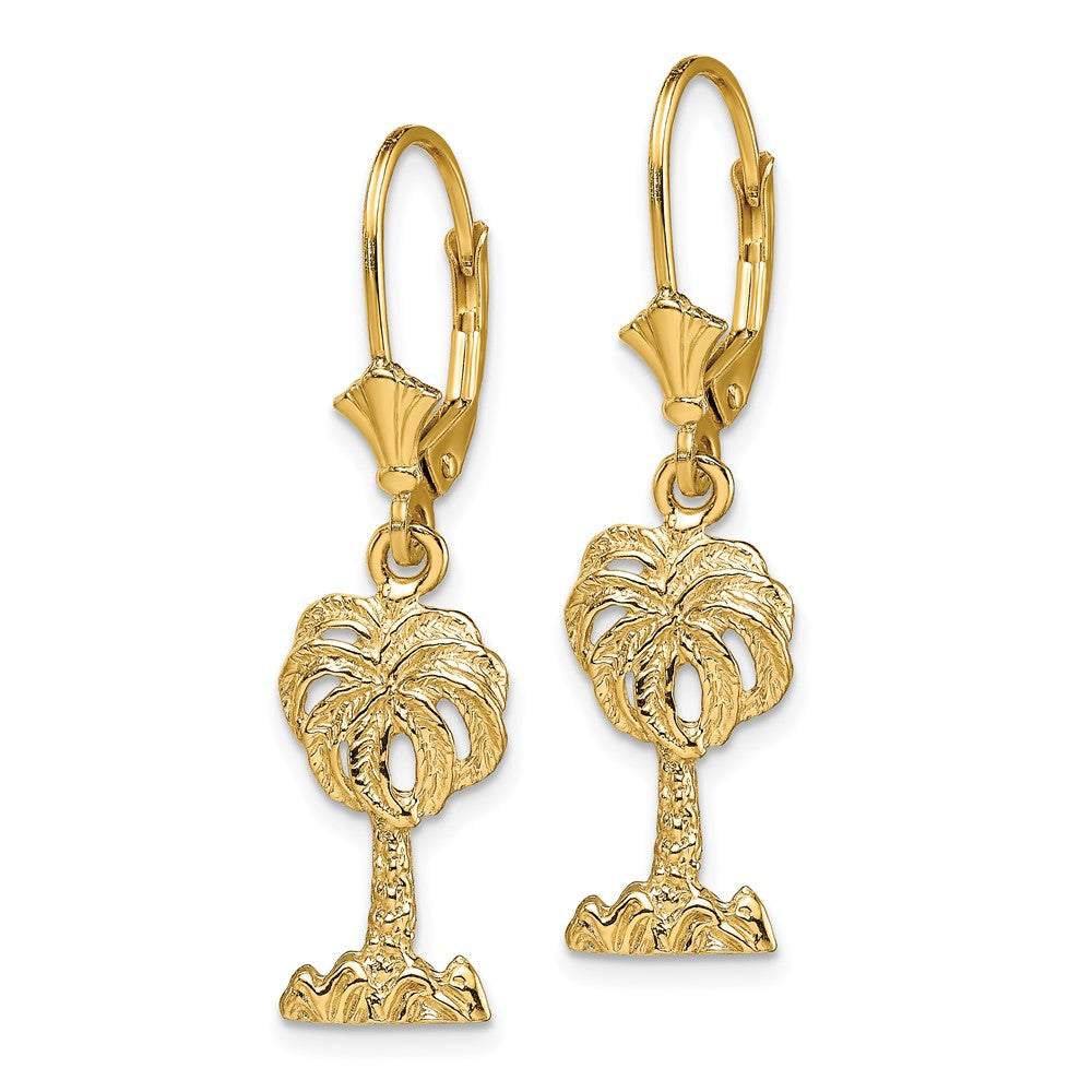 14K Gelbgold Palme Baum Ohrhänger mit Brisur
