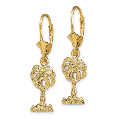 14K Gelbgold Palme Baum Ohrhänger mit Brisur