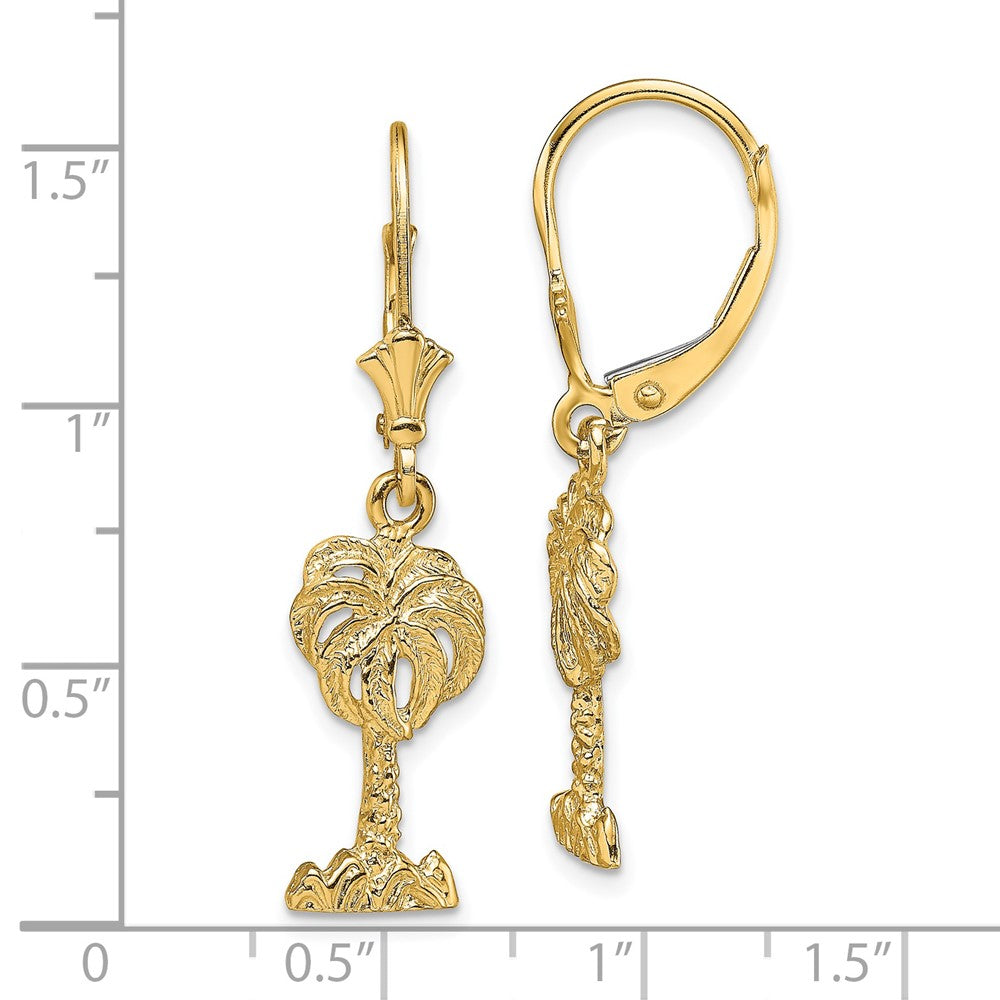 14K Gelbgold Palme Baum Ohrhänger mit Brisur