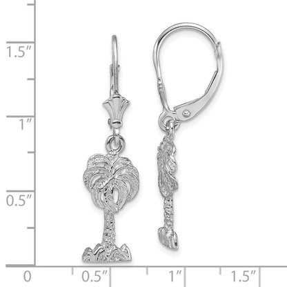 14K Weißgold Palme Baum Ohrhänger mit Brisur