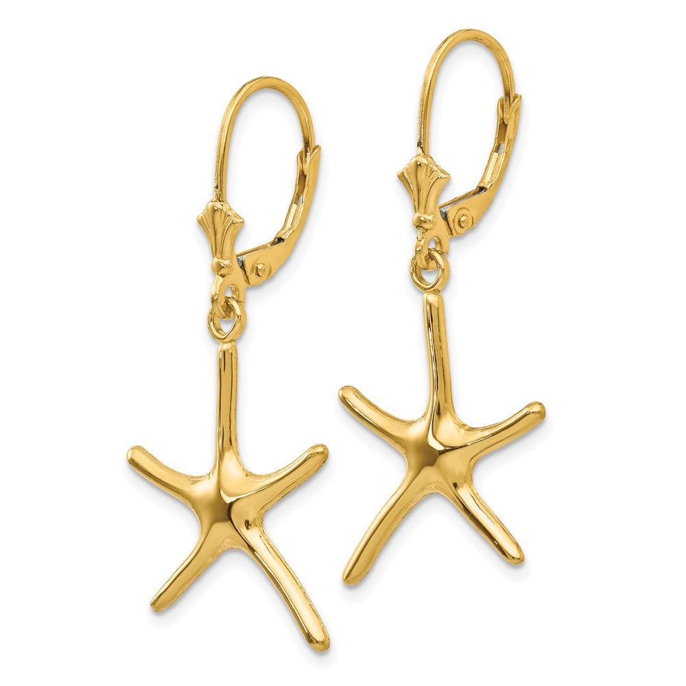 14K Gelbgold Dancing Seestern Ohrhänger mit Brisur