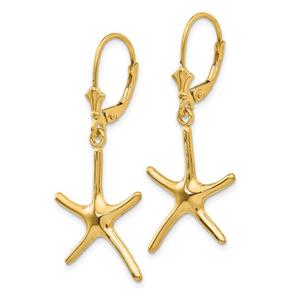 14K Gelbgold Dancing Seestern Ohrhänger mit Brisur