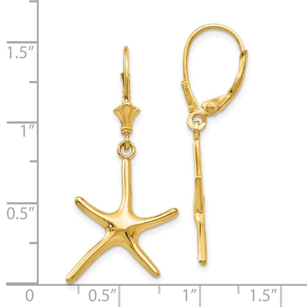 14K Gelbgold Dancing Seestern Ohrhänger mit Brisur