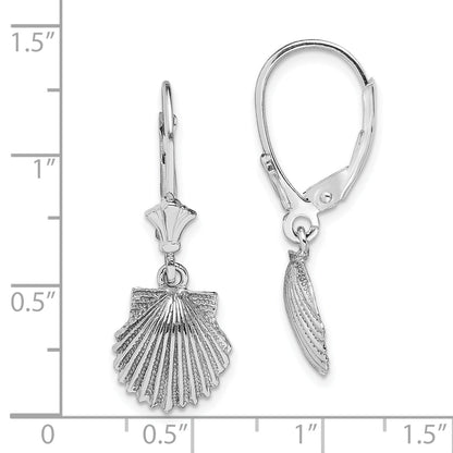 14K Weißgold Muschel Ohrhänger mit Brisur