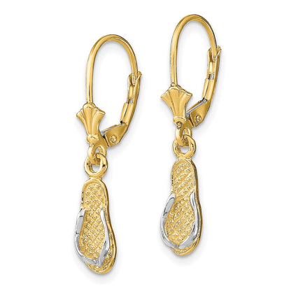 14K Gelb & Rhodium und Flip Flop Ohrhänger mit Brisur