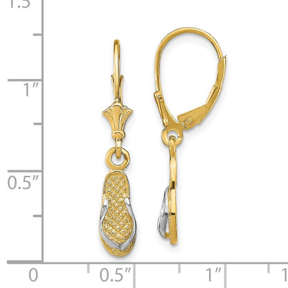 14K Gelb & Rhodium und Flip Flop Ohrhänger mit Brisur