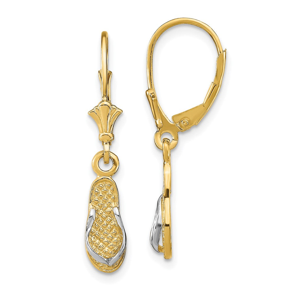 14K Gelb & Rhodium und Flip Flop Ohrhänger mit Brisur