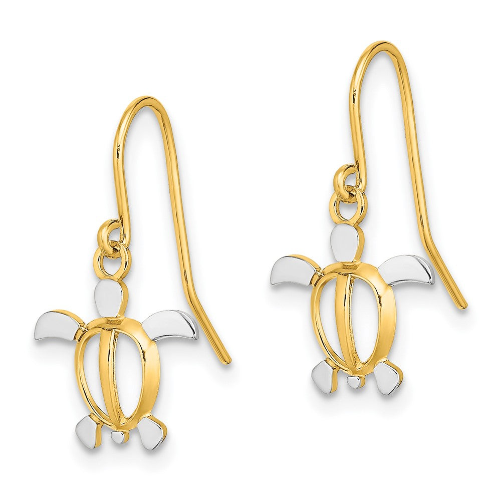 14K Gelb & Rhodium mit Meer Schildkröte Ohrhänger