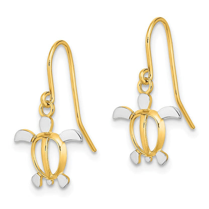 14K Gelb & Rhodium mit Meer Schildkröte Ohrhänger