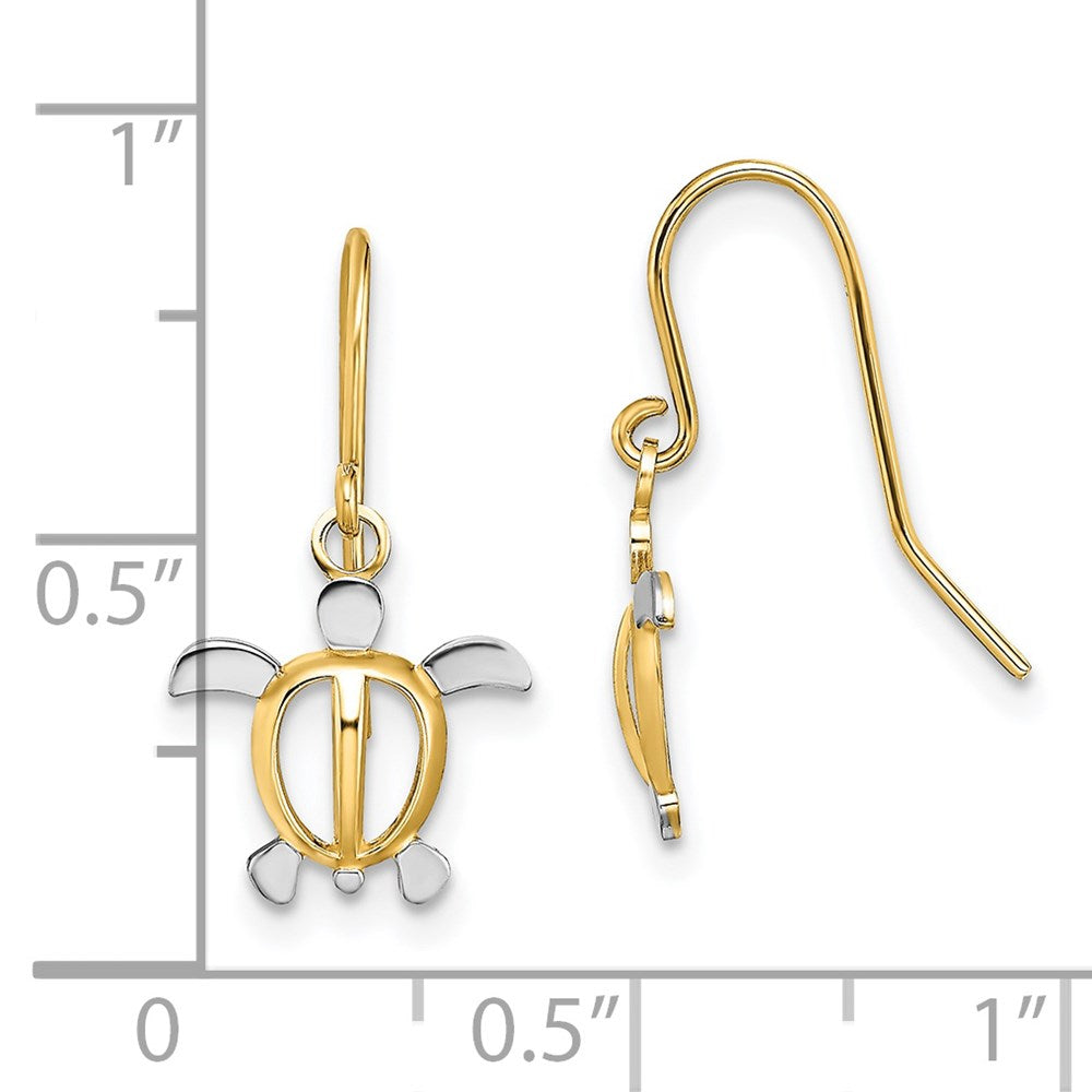 14K Gelb & Rhodium mit Meer Schildkröte Ohrhänger