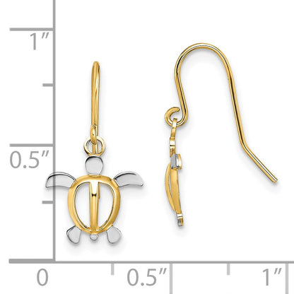 14K Gelb & Rhodium mit Meer Schildkröte Ohrhänger