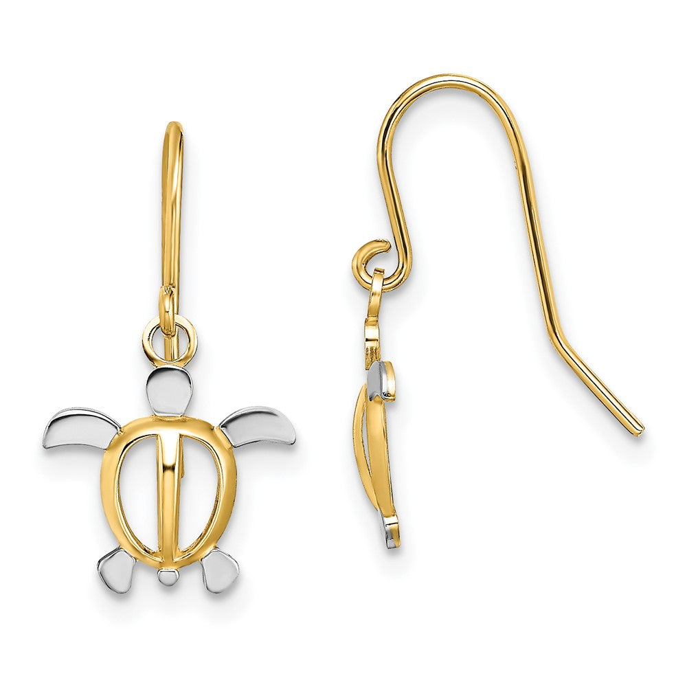 14K Gelb & Rhodium mit Meer Schildkröte Ohrhänger