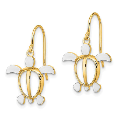 14K Gelb & Rhodium mit Meer Schildkröte Ohrhänger