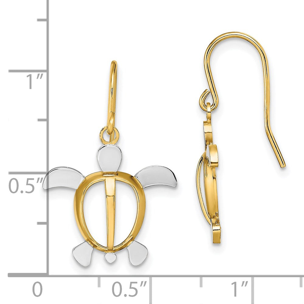 14K Gelb & Rhodium mit Meer Schildkröte Ohrhänger