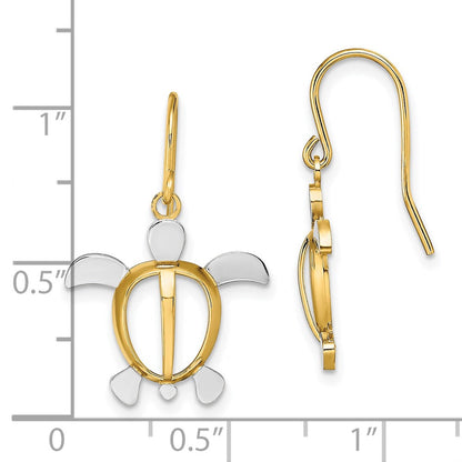 14K Gelb & Rhodium mit Meer Schildkröte Ohrhänger