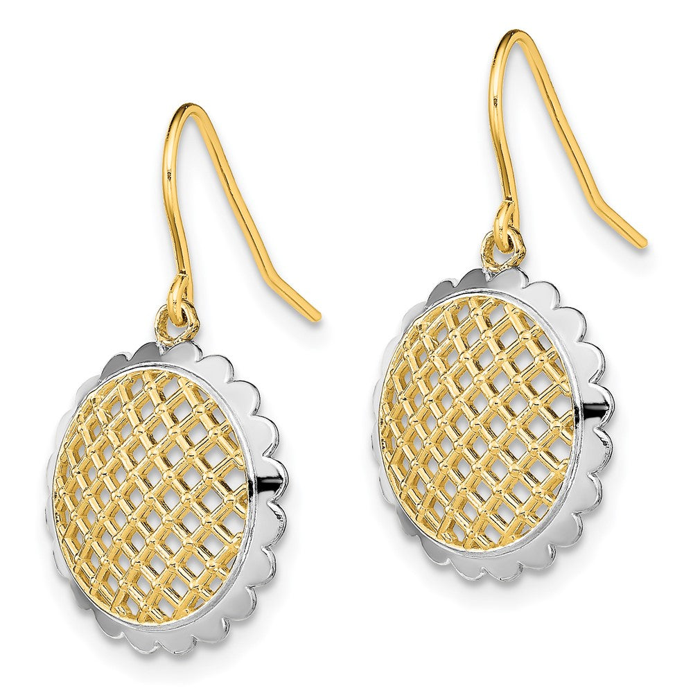 14K Gelb & Rhodium mit Rhodium Fantasie Hängend Draht Ohrringe