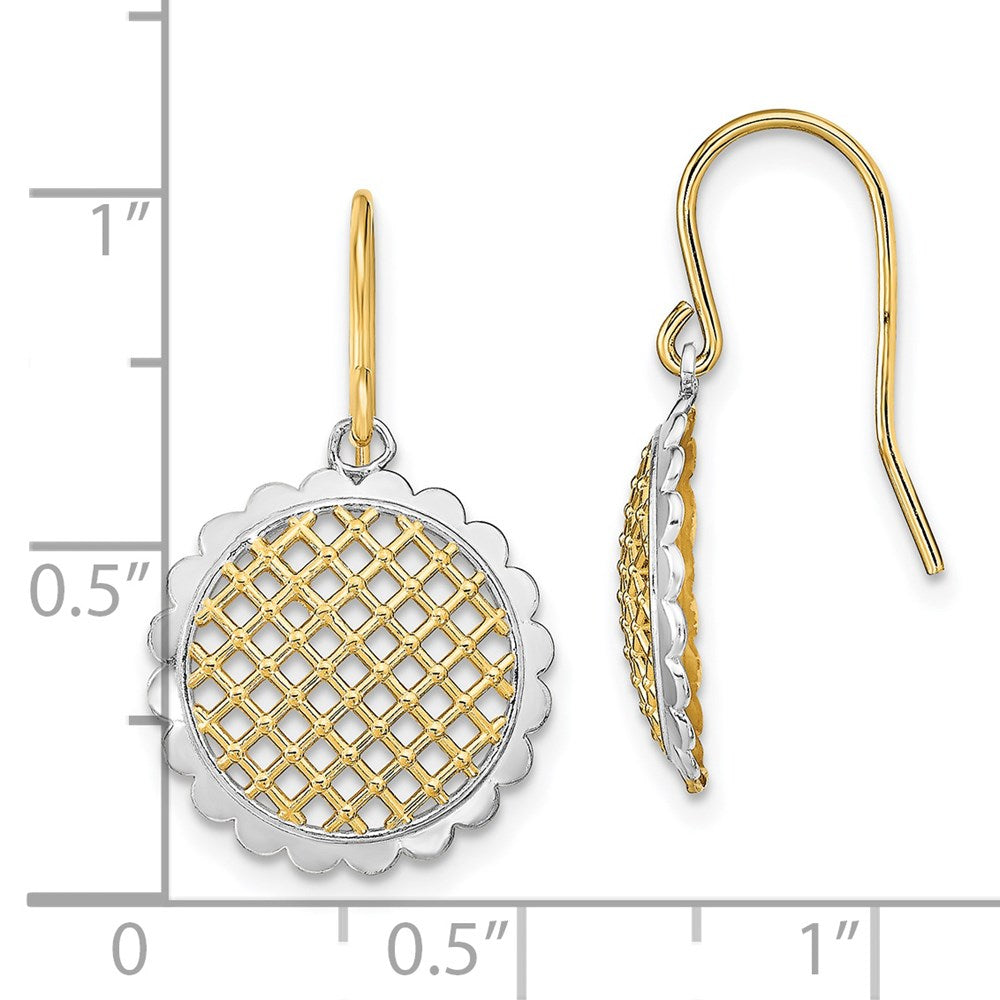 14K Gelb & Rhodium mit Rhodium Fantasie Hängend Draht Ohrringe