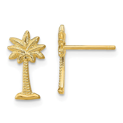 14K Gelbgold Palme Baum Ohrstecker
