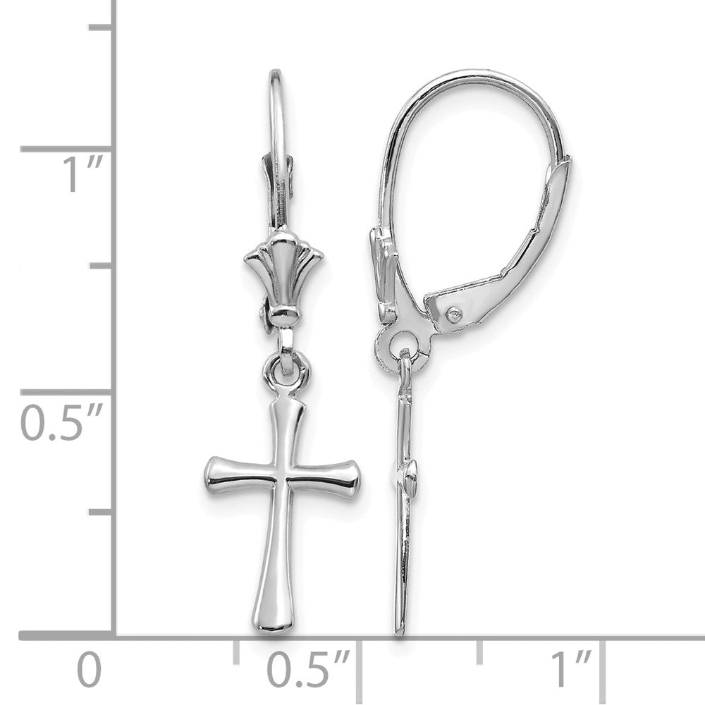 14K Weißgold Poliert Kreuz Ohrhänger mit Brisur