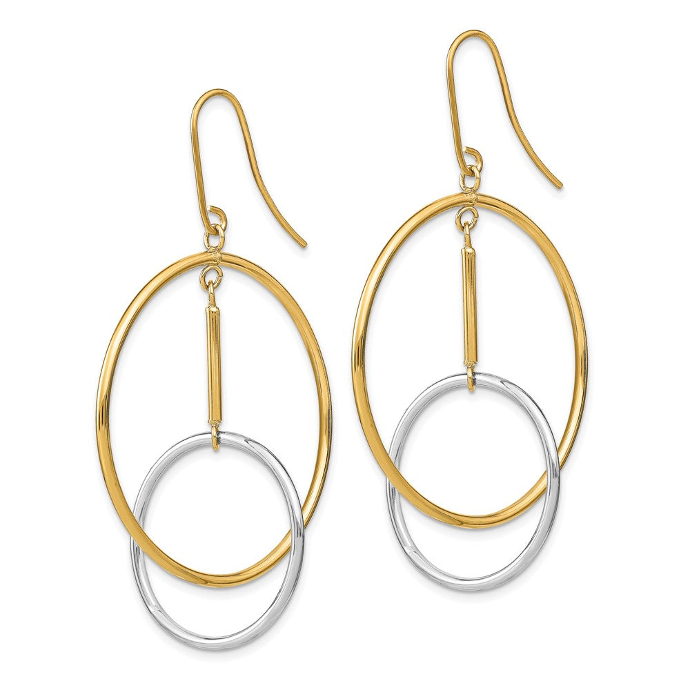 14K Bicolor Doppelt Kreis & Stab Ohrhänger