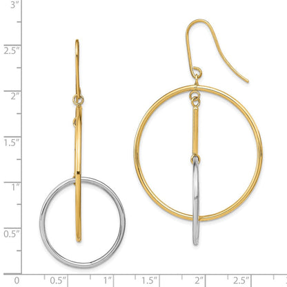 14K Bicolor Doppelt Kreis & Stab Ohrhänger