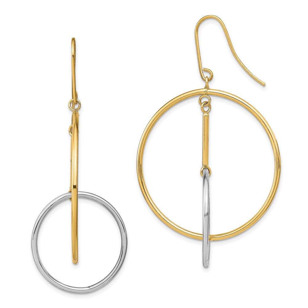14K Bicolor Doppelt Kreis & Stab Ohrhänger