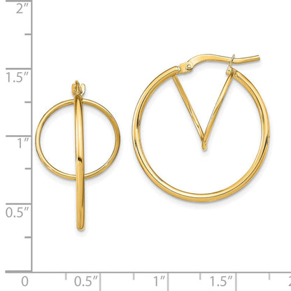 14K Gelbgold Gedreht Kreis Inside Creolen