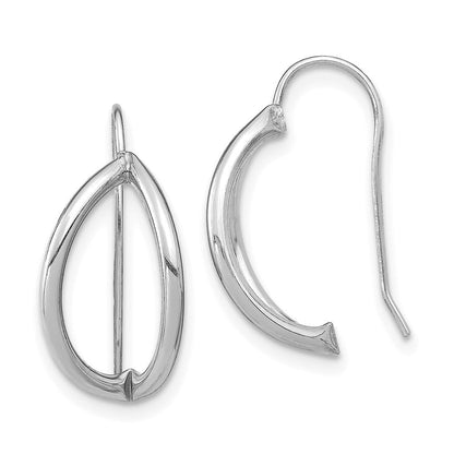 14K Weißgold Halb Kreis Draht French Ohrringe