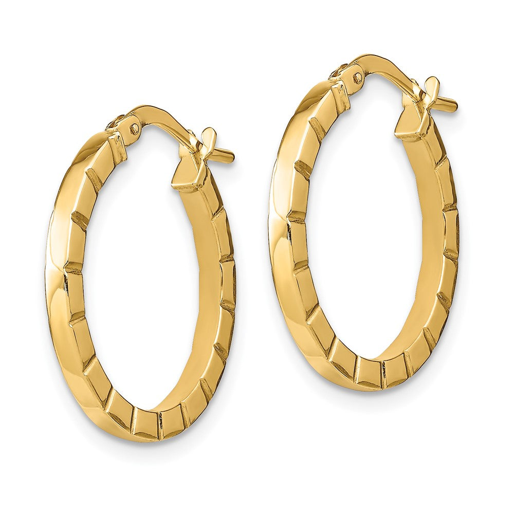 14K Gelbgold Klein Striped Kante Creolen