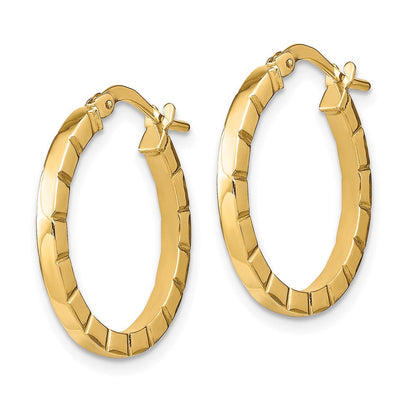 14K Gelbgold Klein Striped Kante Creolen