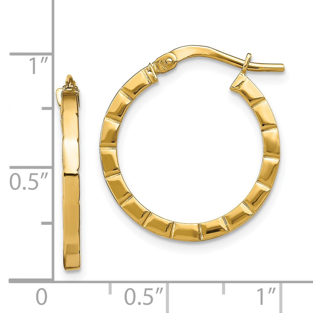 14K Gelbgold Klein Striped Kante Creolen