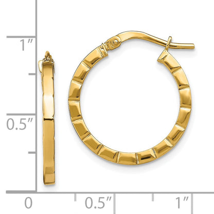 14K Gelbgold Klein Striped Kante Creolen