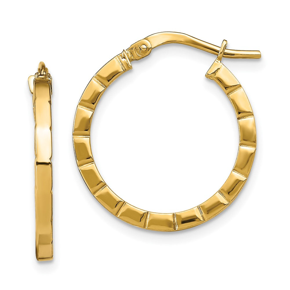 14K Gelbgold Klein Striped Kante Creolen
