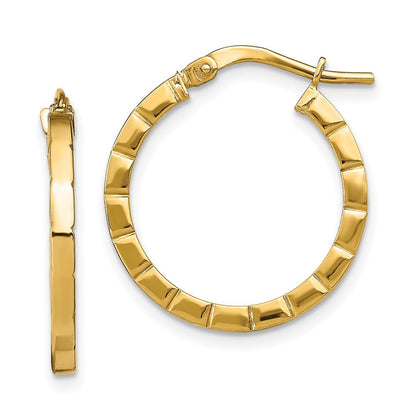 14K Gelbgold Klein Striped Kante Creolen