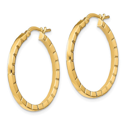 14K Gelbgold Groß Striped Kante Creolen