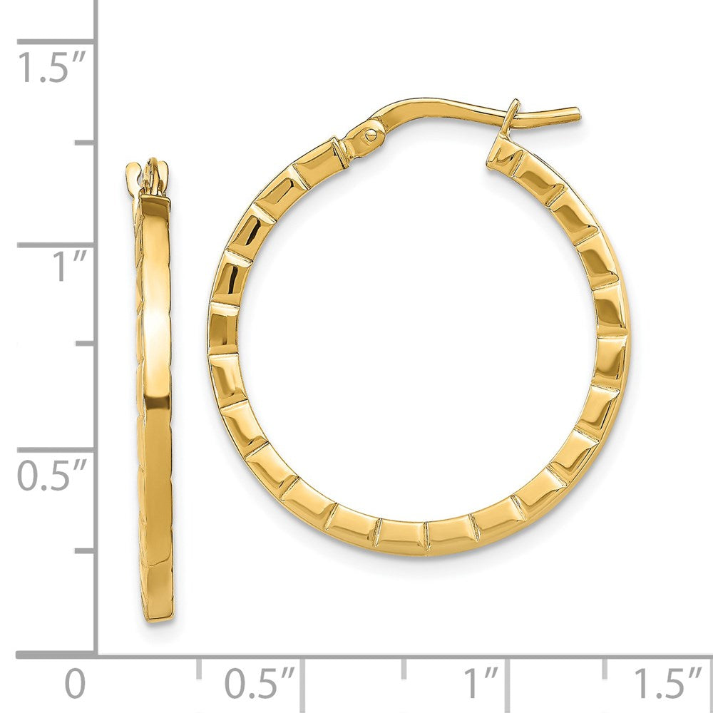 14K Gelbgold Groß Striped Kante Creolen