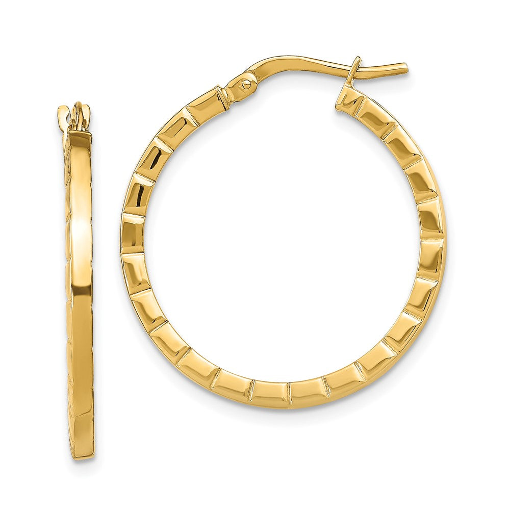 14K Gelbgold Groß Striped Kante Creolen
