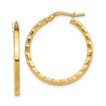 14K Gelbgold Groß Striped Kante Creolen
