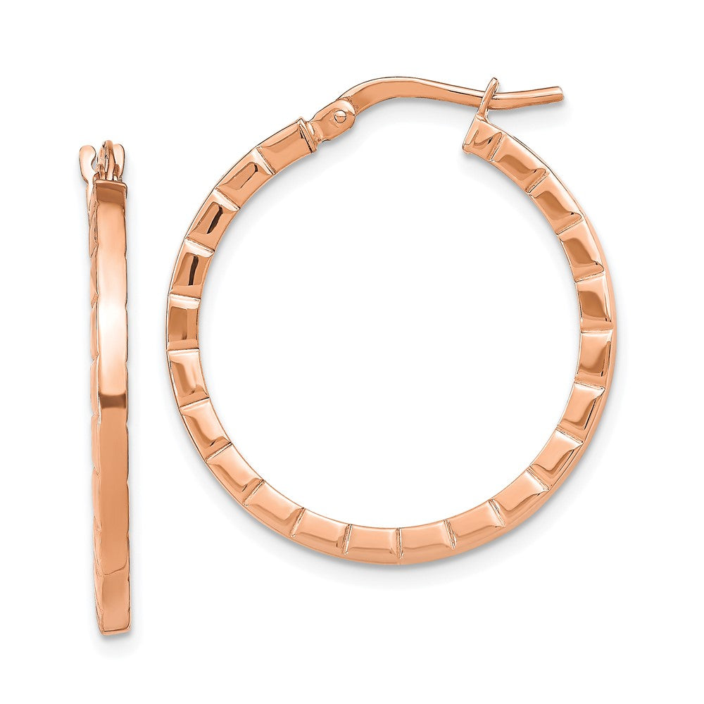 14K Roségold Striped Kante Creolen