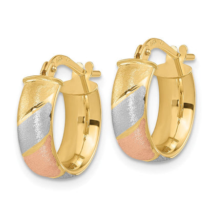 14K Gelb & Rhodium mit Weiß und Rose Poliert Satiniert Creolen