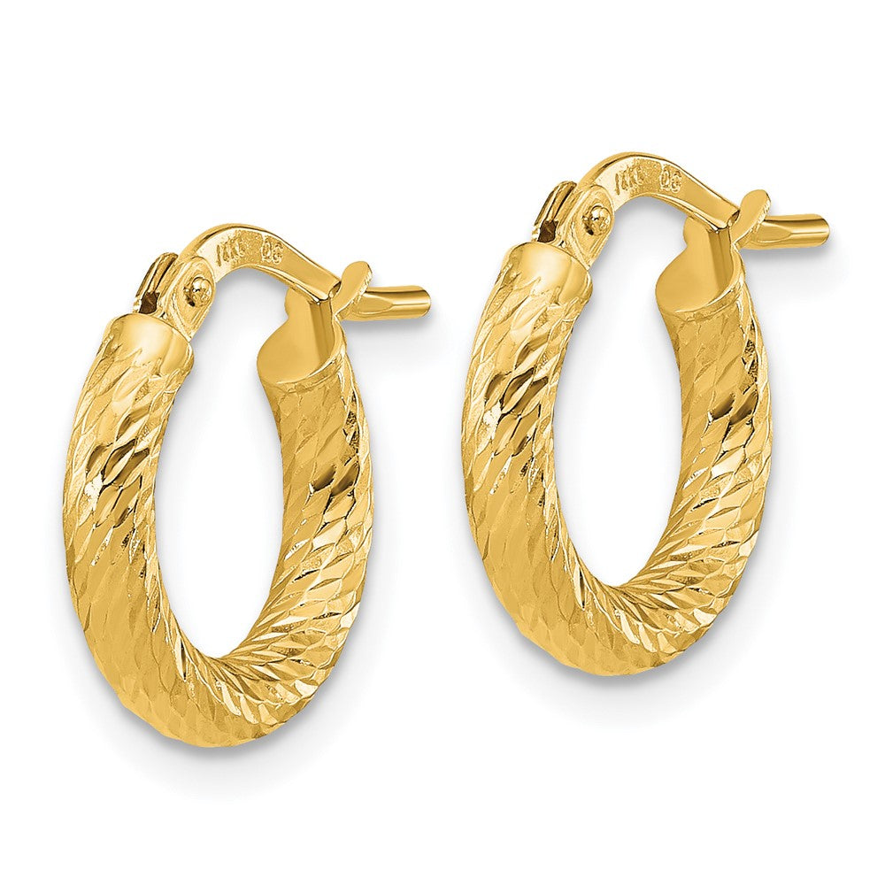 14K Gelbgold Poliert und Diamantiert 2.4mm Creolen