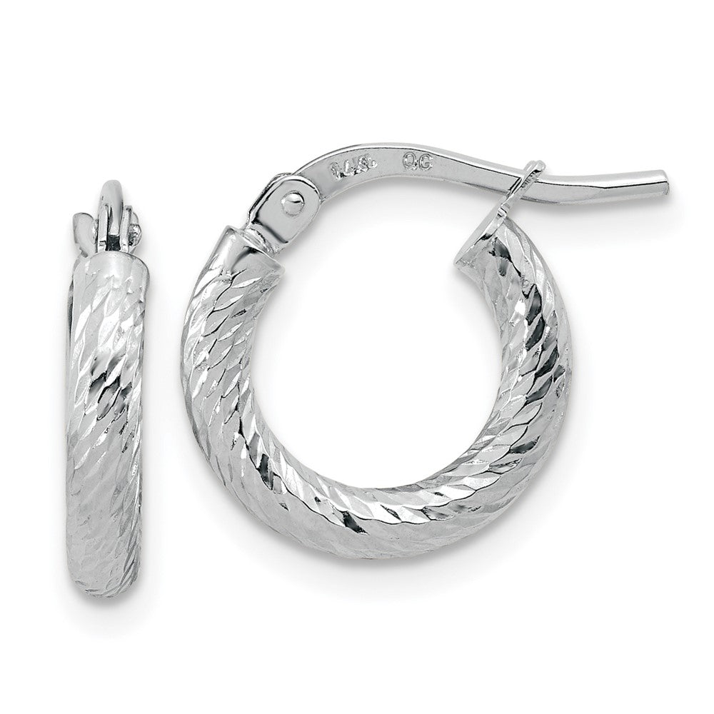 14K Weißgold Poliert Diamantiert 2.4mm Creolen